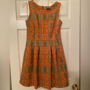 Ikat pleated scuba dress with exposed zipper with pockets!!